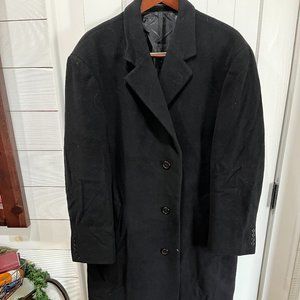 Men's Cashmere/Wool Long Coat, Black, 42 Short